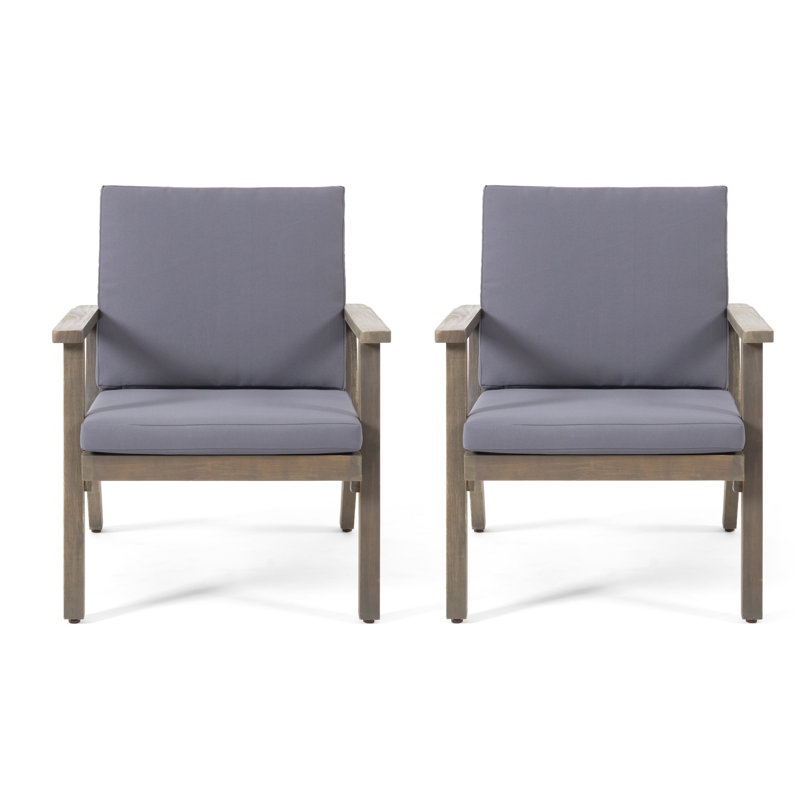 Chaise de patio avec coussins Channing, Gris, Gris foncé