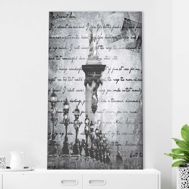 Vintage Paris 3 en gris (vertical) par Jodi - impression, Toile tendue, H 40 po x l 24 po x P 1,5 po