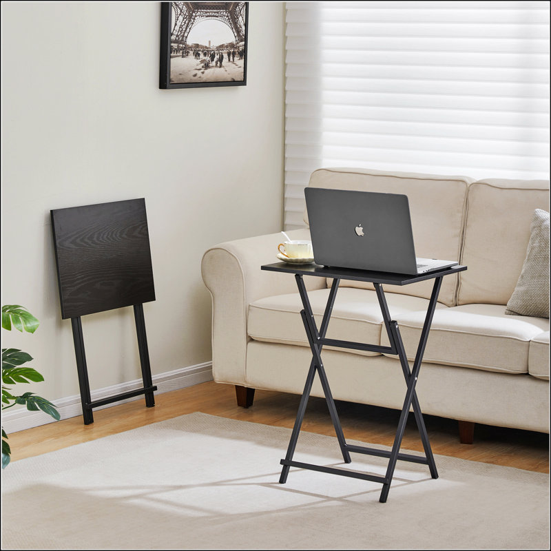 2-Piece Folding TV Tray Table, Black