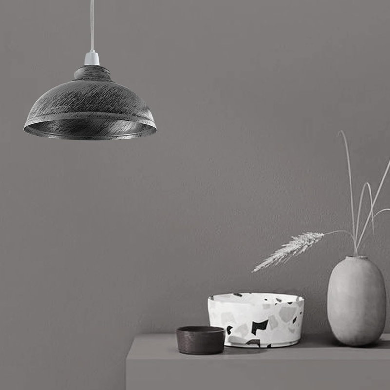 Trabelsi 17cm H Metal Dome Lamp Shade, Brushed Silver