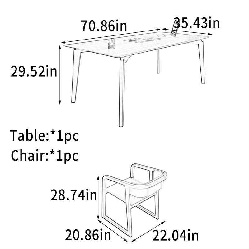 Bureau en bois de frêne avec coins arrondis