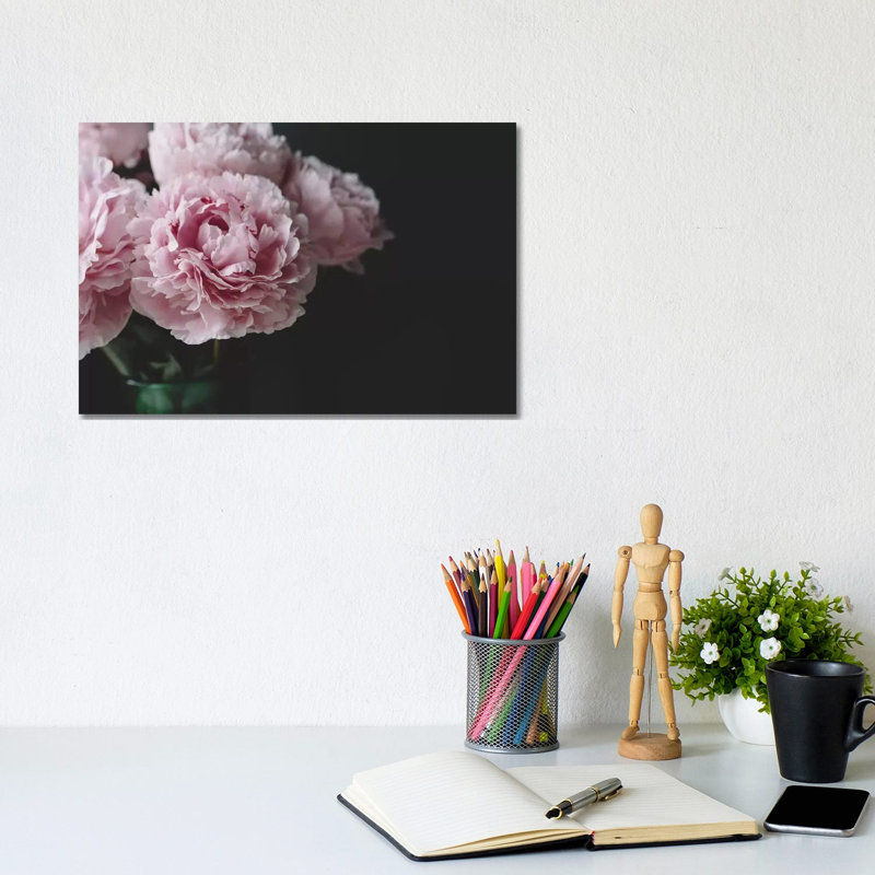 Peonies On Black I by Chelsea Victoria - Wrapped Canvas Print, 20.32cm H x 30.48cm W