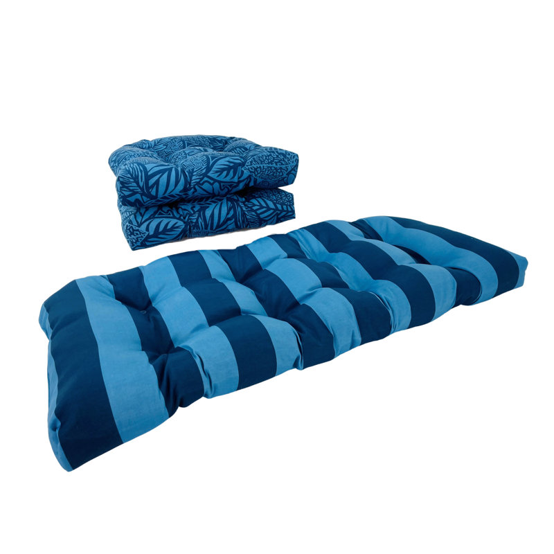 Outdoor 3.5'' Loveseat Seat Cushion, Light Blue