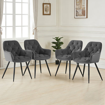 Runkle Upholstered Velvet Dining Chair with Arm
