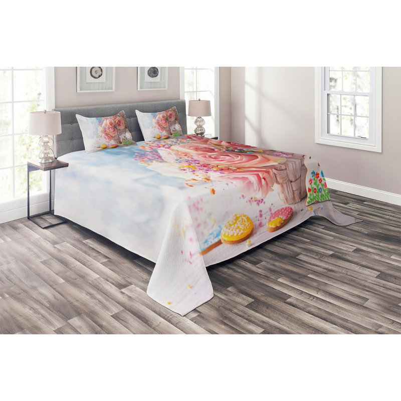 Farmhouse / Country Polyester Coverlet, King Bedspread + 2 Shams
