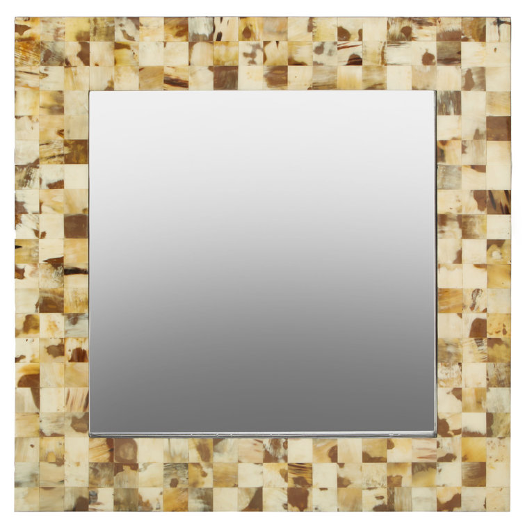 Framed Wall Mounted Accent Mirror in Brown
