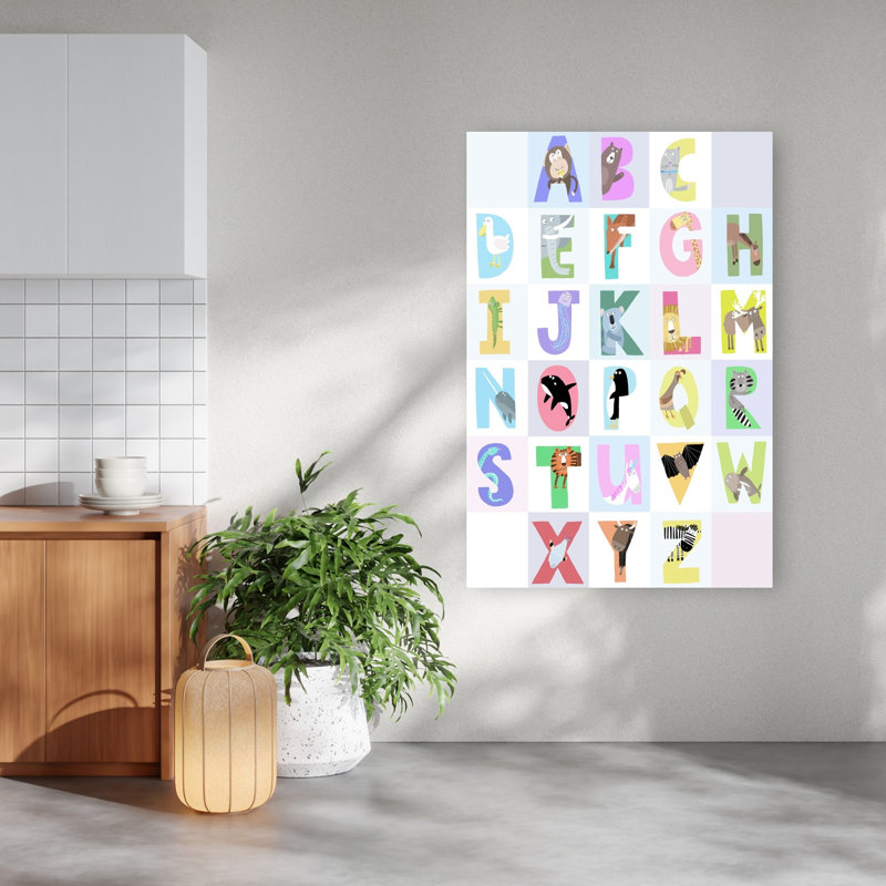 Whimsical Animal Abcs Abstract Contemporary Wall Art Print by Carla Daly - Wrapped Canvas Print, 152.4cm H x 101.6cm W