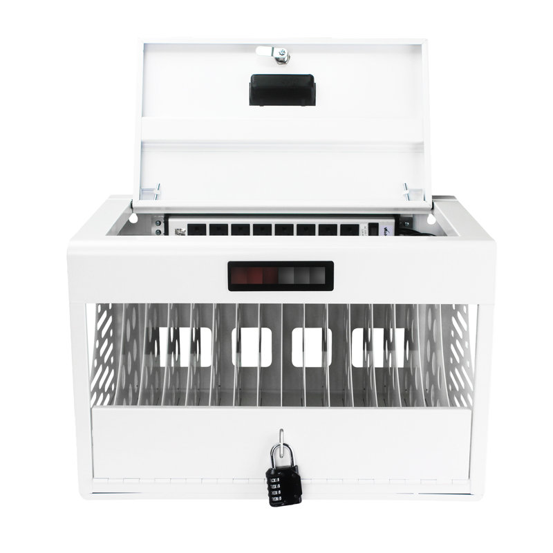 Armoire de charge pour ordinateur portable et tablette - 16, verrouillable, blanche, pour le bureau, la salle de classe, avec organisation de câbles portable gérée 16 appareils pour différents modèles d'ordinateur portable / tablette