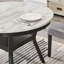 Ensemble de salle à manger 5 pièces Mella - Table ronde en faux marbre avec 4 chaises Parsons en velours bleu, finition espresso foncé-711761015