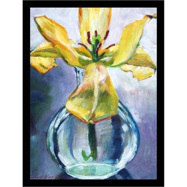 Buy Art For Less Yellow Lily Flower In Glass Vase Poster Framed On Paper by  David Lloyd Print & Reviews