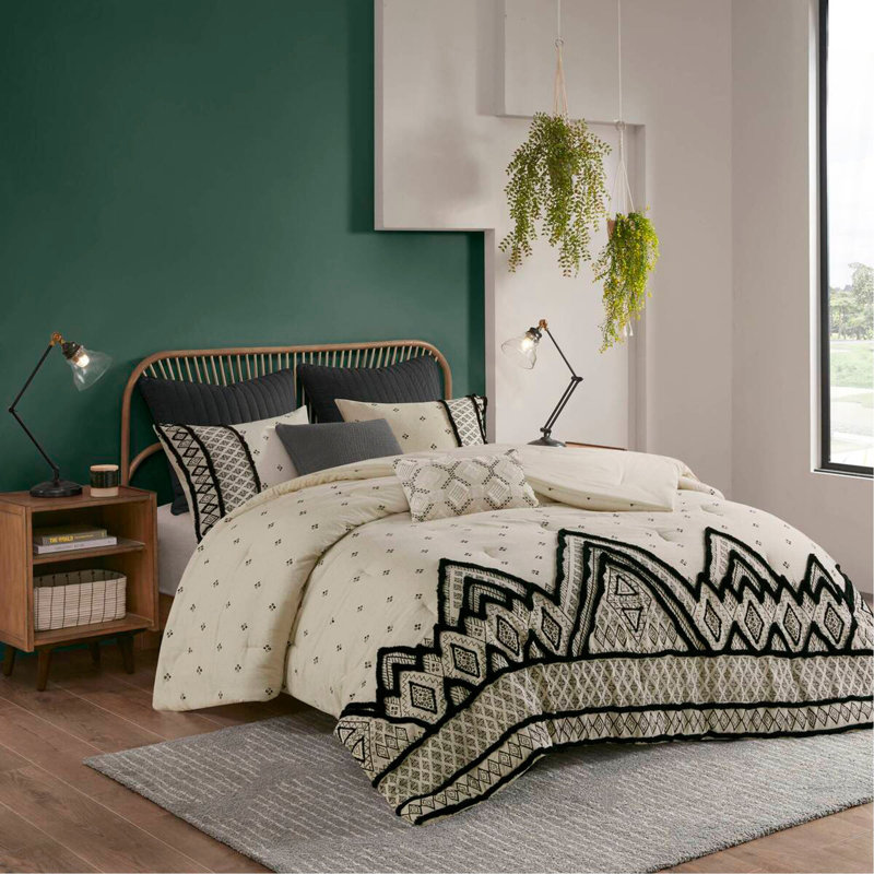 Ensemble d'édredon 3 pièces en mélange de lin et de coton, Édredon très grand + 2 taies décoratives