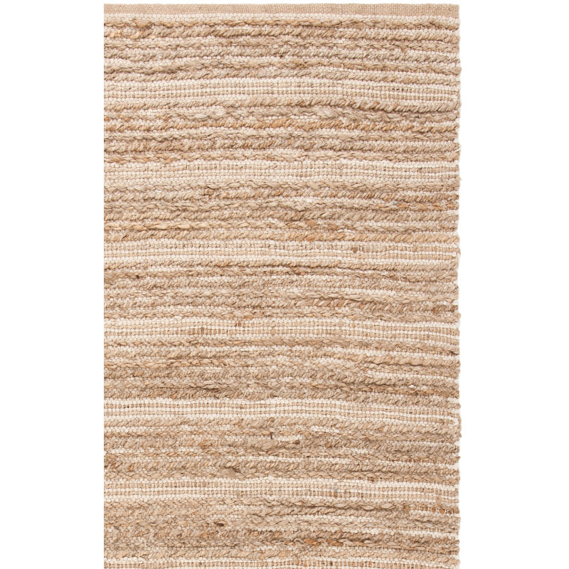 Tapis en jute / coton tissé à la main Arria en naturel / ivoire, Rectangle 4 pi x 6 pi