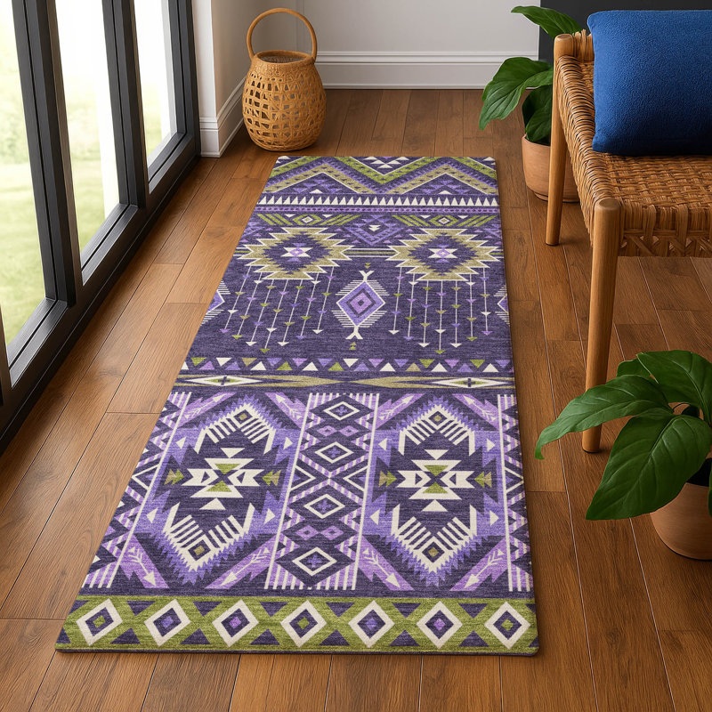 Premium Machine Washable Xamiera AMF1851 Aztec Rug, Runner 2'3" x 7'6"