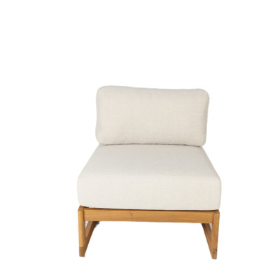Guzal Acacia Wood Rope Weaving Patio Outdoor Armless Sofa With Cream Cushions