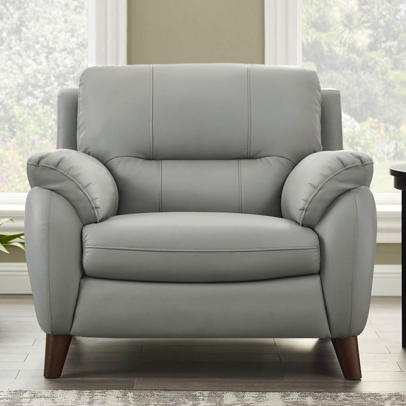 Patrina Upholstered Chair And A Half, Light Gray Genuine Leather