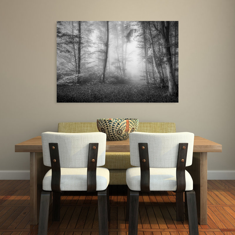 " Foggy Forest Path Ethereal Peaceful Serene Autumn Forest Wall Art Print " by Norbert Maier, 12" H x 18" W