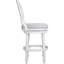 Tabouret de bar en bois blanc à haut dossier de 31 po avec siège pivotant et rond, retour à 180 degrés, pieds tournés, rembourré, repose-pieds pour restaurant en blanc, siège confortable automatique sur bois robuste,
