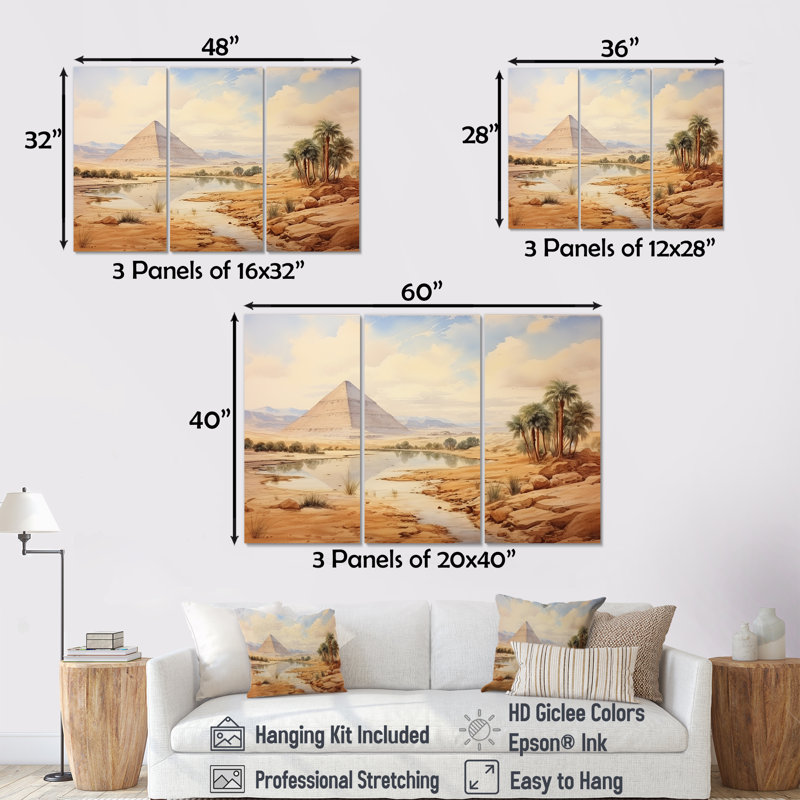 Ancienne pyramide égyptienne, art mural, Toile tendue, H 28 po x l 36 po x P 1 po