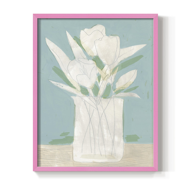Reproduction encadrée «Mute Spring Arrangement II» - bois massif, Rose, H 10 po x l 8 po