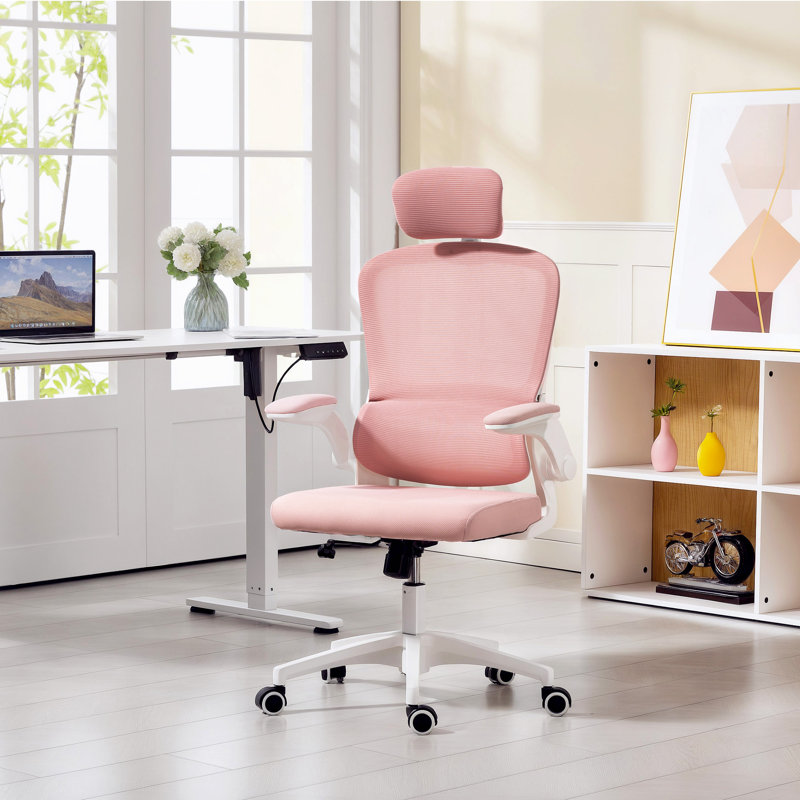 Chaise de bureau ergonomique, chaise de bureau avec support lombaire, vert clair, Vert clair, Blanc