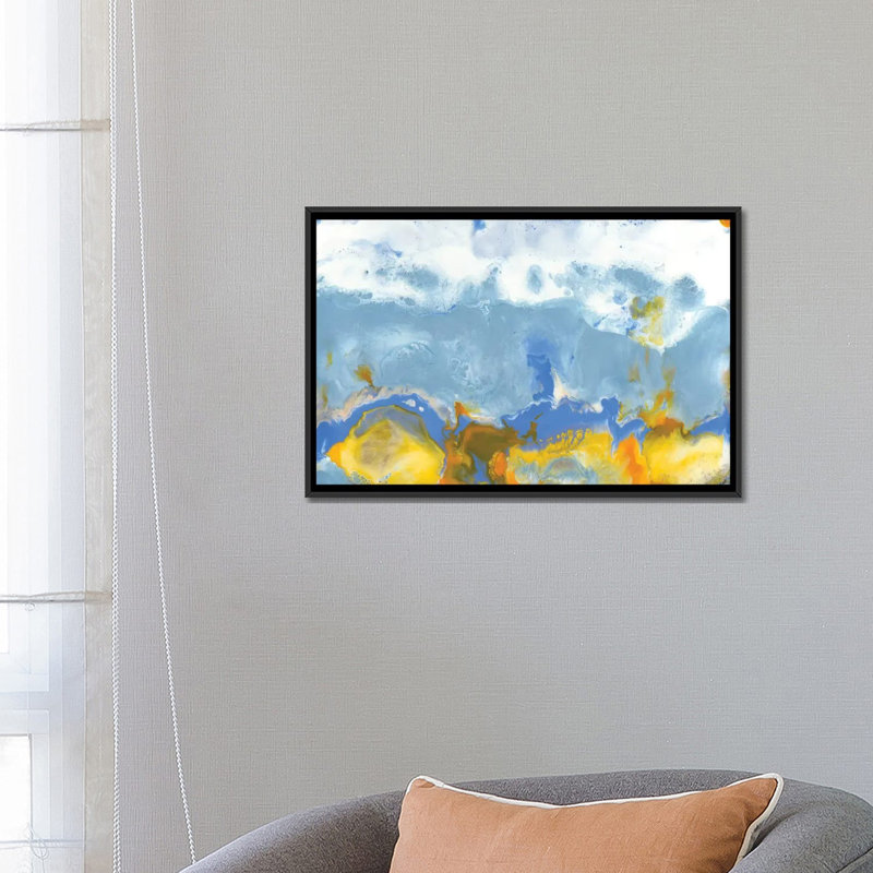 « sun up i », impression sur toile, H 18 po x l 26 po x P 1,5 po, Toile avec cadre noir, Pas de tapis