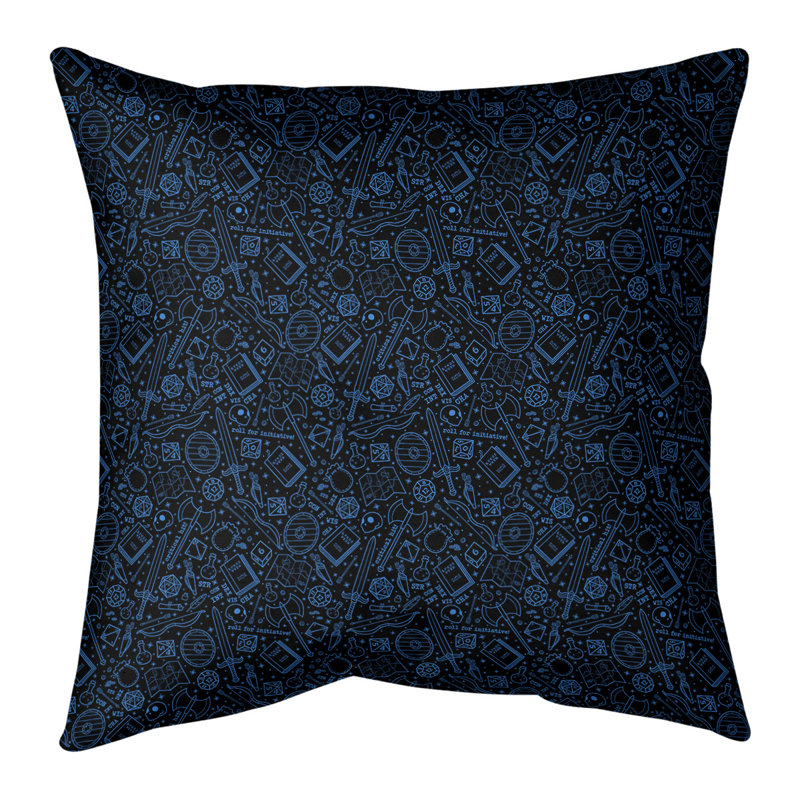 Housse et insert de coussin rectangulaire en daim Katelyn Elizabeth, H 20 po x l 20 po, Pas de bourre, Bleu / noir