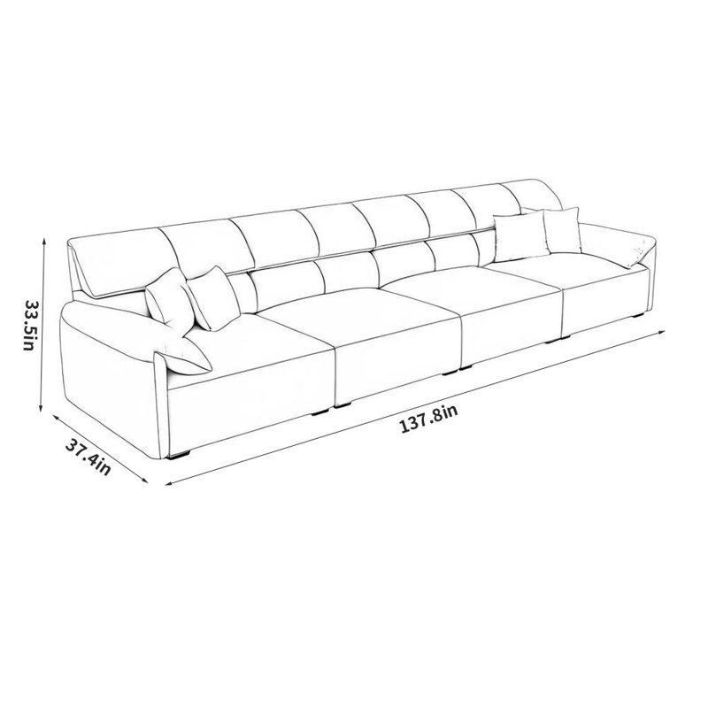 Canapé simple en similicuir, H 33,5 po x l 137,8 po x P 37,4 po, 4