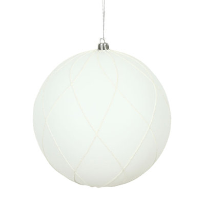Ornement en forme de boule blanche et scintillante 6 po The Holiday Aisle®, 3 par boîte