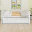 Lit de jour double avec lit gigogne simple et 3 tiroirs de rangement, lit capitaine avec lit gigogne, lit plateforme en bois-781763269