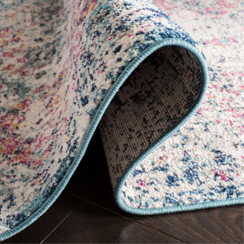 Tapis bleu marine / bleu sarcelle Cronin, Tapis de couloir 2 pi 3 po x 20 pi