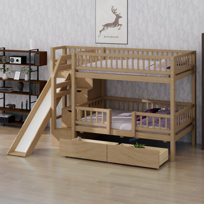 Adventure Bunk Bed Featuring Slide and 2 Under-Bed Drawers