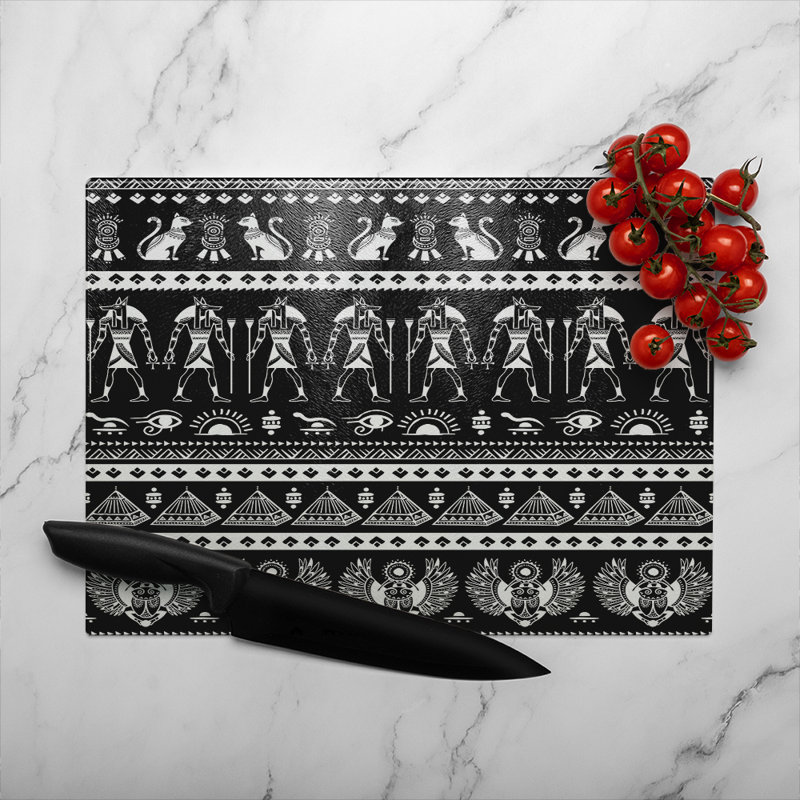 Heiroglyphs On Glass Chopping Board, 40cm L x 28cm W