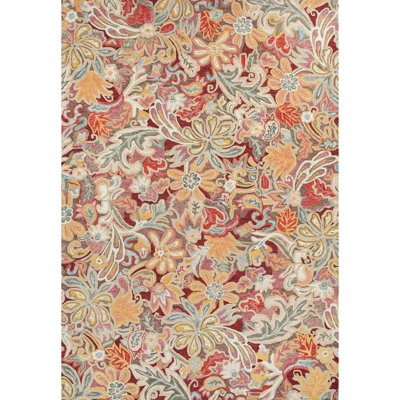 Floral Tapestry Hand-Tufted Wool Brown/Red/Spice Rug