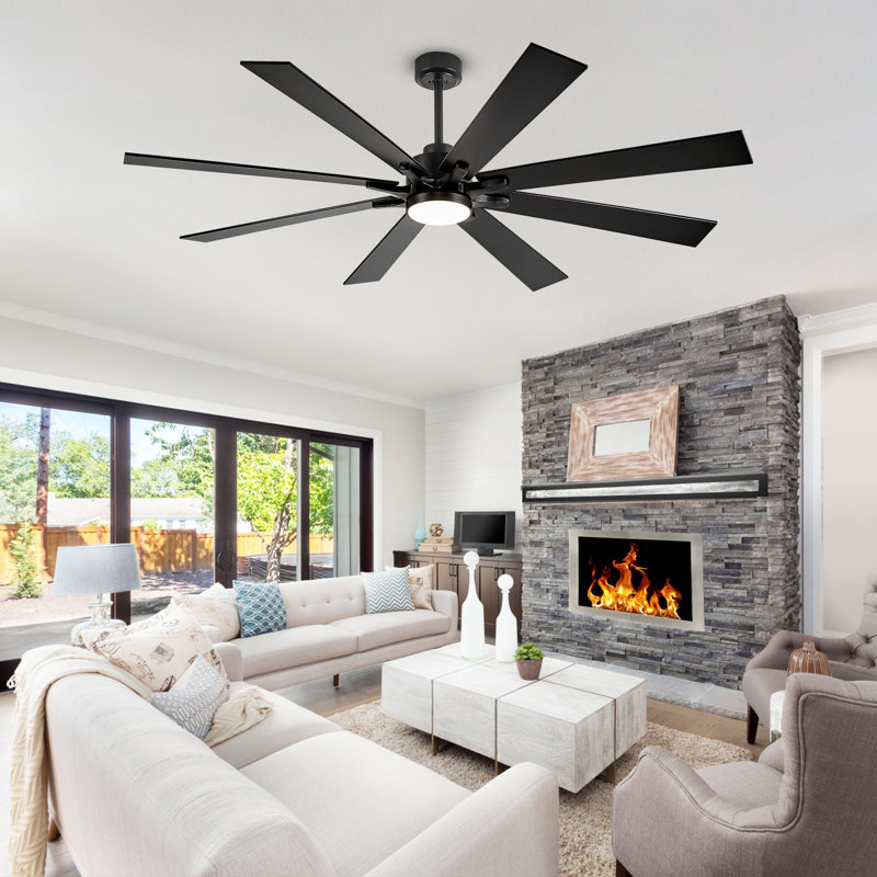 Smart & Remote Controlled 8 Blade Ceiling Fan With Light For Indoor And CoveredOutdoor Use, 62'', Black, Black
