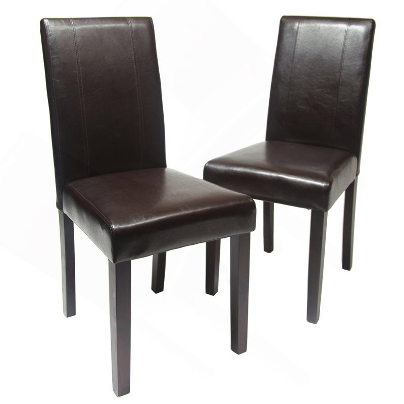 Ensemble de chaises Parson rembourrées en similicuir élégantes et confortables pour les espaces de vie modernes, Brun, Brun