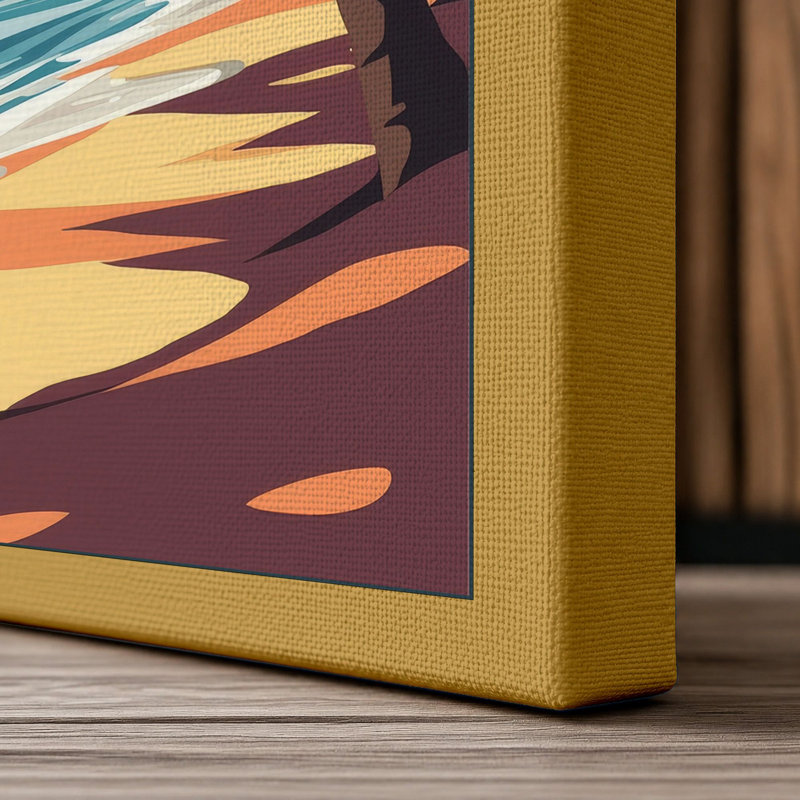 Tropical Beach Retreat Coastal - Wrapped Canvas, 36x24 - 91.4 x 61.0 cm, Ochre Border