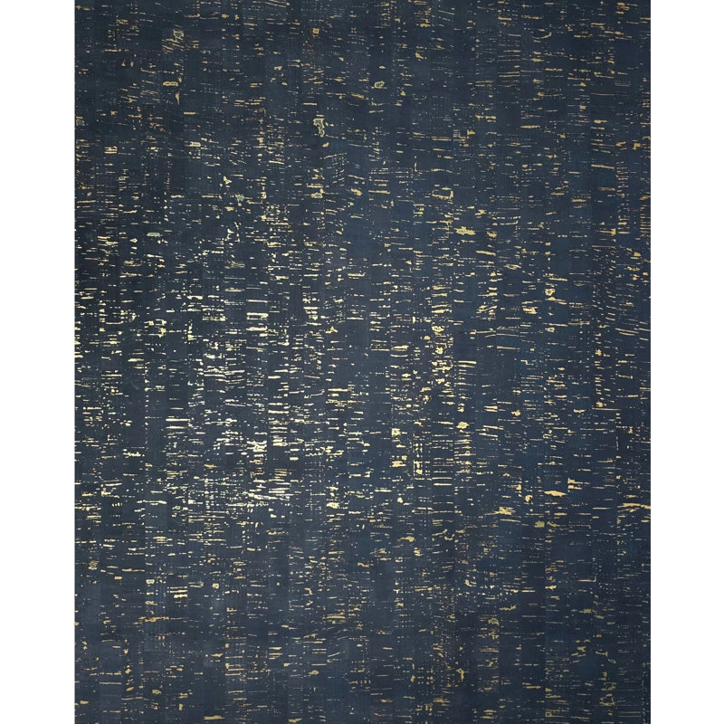 Papier peint texturé à rayures métalliques en liège bleu marine Enchanced Natural