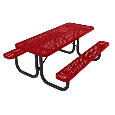 6Ft Rect Picnic Table, Punched, Textured Red