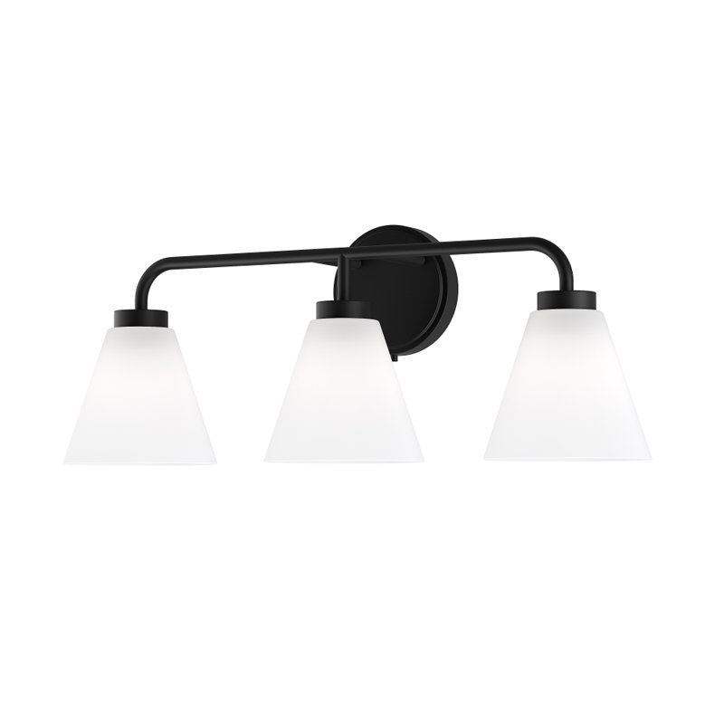 Wynridge Plug & Play 3-Light Vanity Light in Transitional and Modern Style-9.18 Inches Tall and 24 Inches Wide, Matte Black