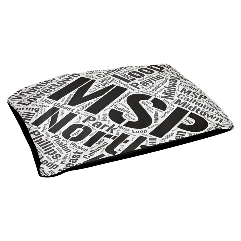 Coussin de chien « districts », Très grand (H 17 po x l 50 po x P 40 po), Minneapolis – Saint Paul, Noir