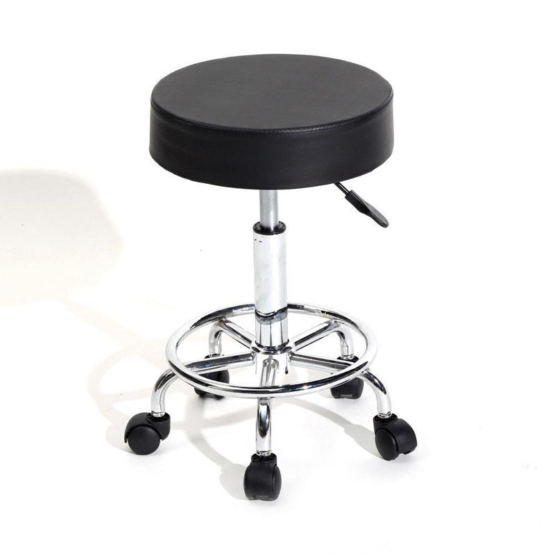 Adjustable Height Ergonomic Lab Stool with Removable Casters/Wheels, 66.04cm H x 38.1cm W x 38.1cm D, Black