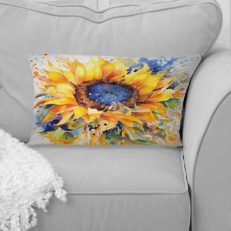 Coussin décoratif jaune et bleu doré