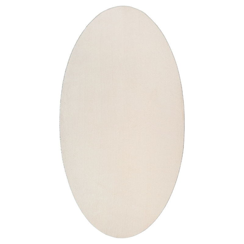 Rugs Beige Accent Rug Minimalist, Oval 80 x 150 cm, Polyester
