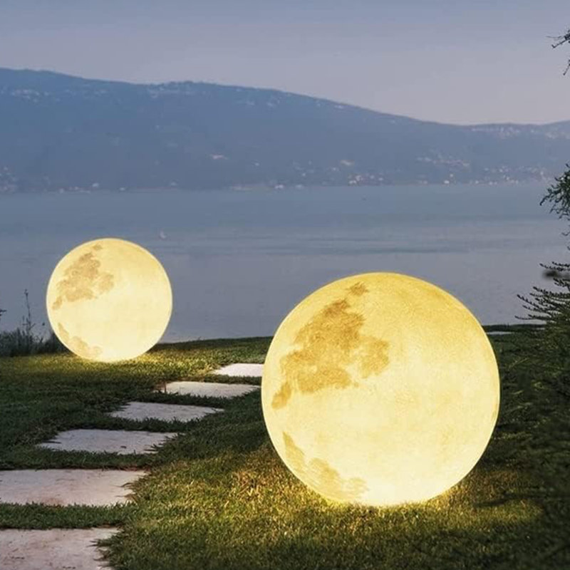 Solar Powered Moon Globe Outdoor Light, Waterproof LED Landscape Lamp for Garden, Lawn, Pathway and Patio