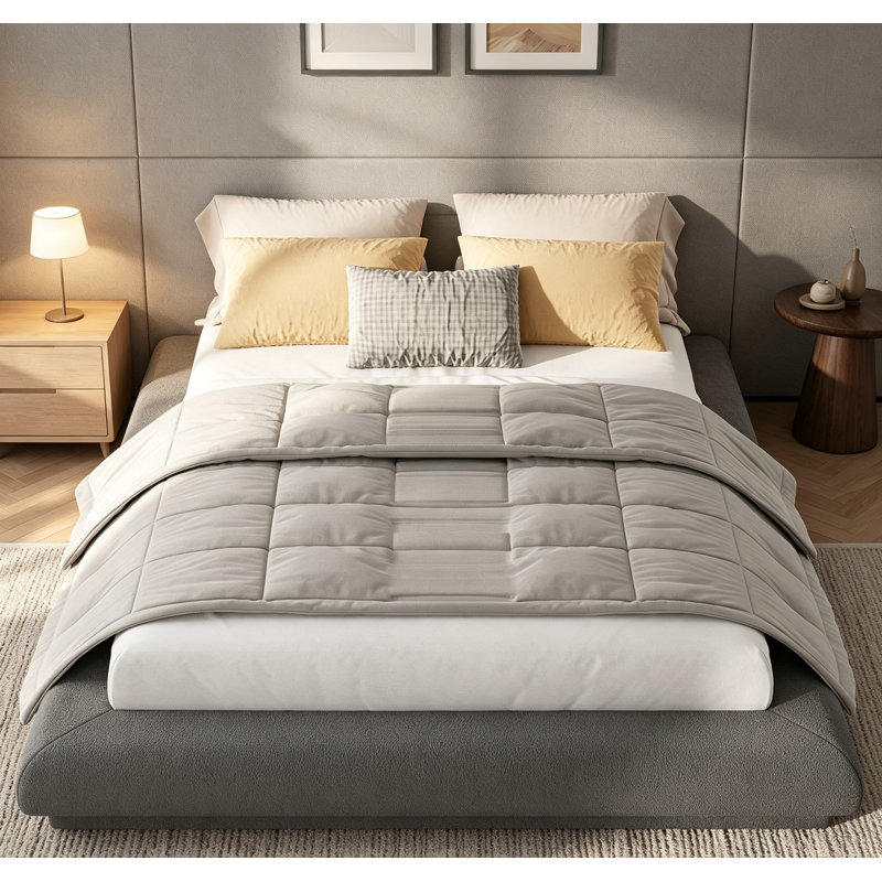 Elegant Cloud Platform Bed with Upholstered and Solid Frame Stability, QUEEN/Dark gray