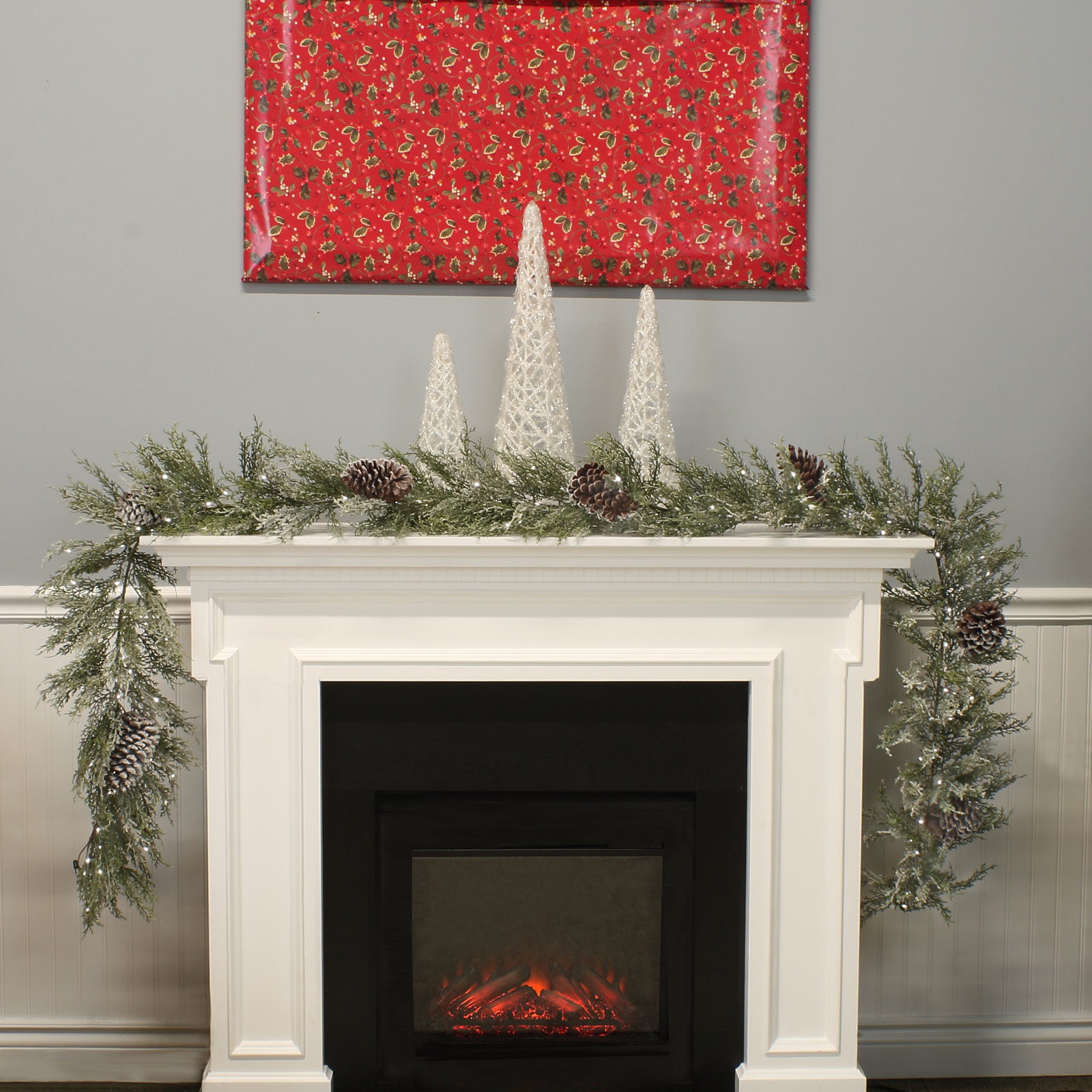 108" Frosted Pre-Lit Pinecone Garland