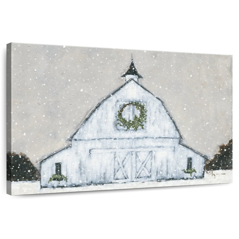 Lilie : Grange enneigée de Noël, H 20 po x l 30 po