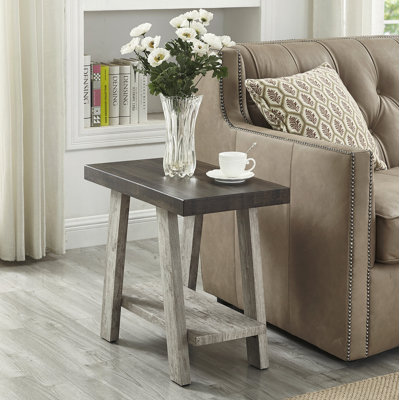 Contemporary Two-Tone Wood Shelf Side Table