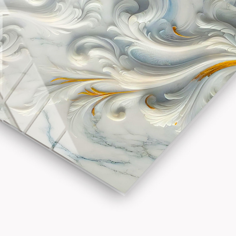 Tuile de dosseret en verre trempé Golden Flourish - Décoration murale de cuisine, H 12 po x l 17 po
