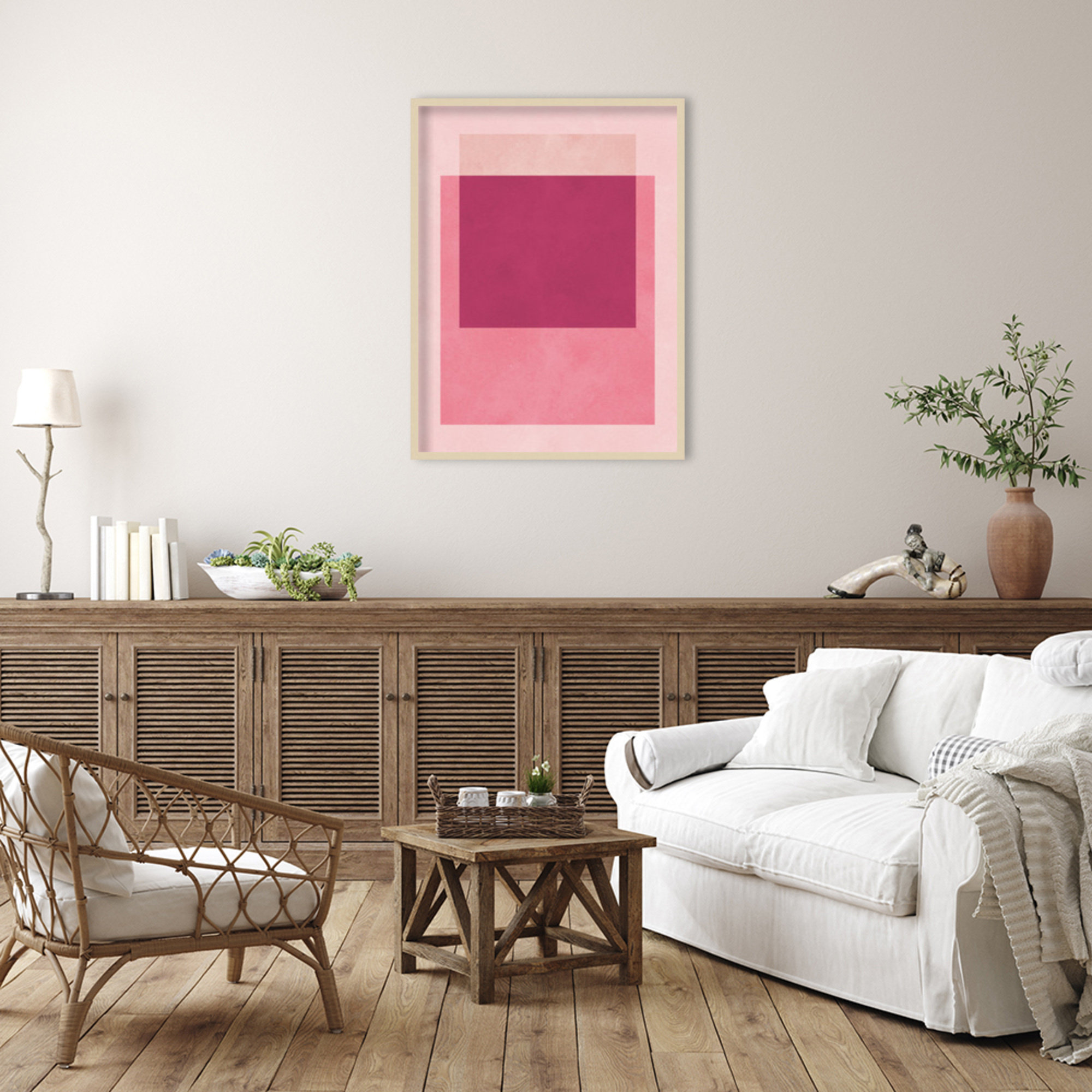 Overlapping geometry 12 by Norvin Wood Framed Wall Art Print, 41" H x 31" W, Brown